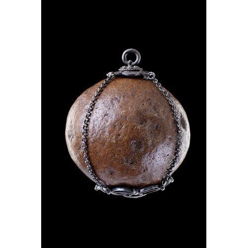 A Fine Indo-Portuguese Goa Silver Filigree Mounted Large Bezoar Stone